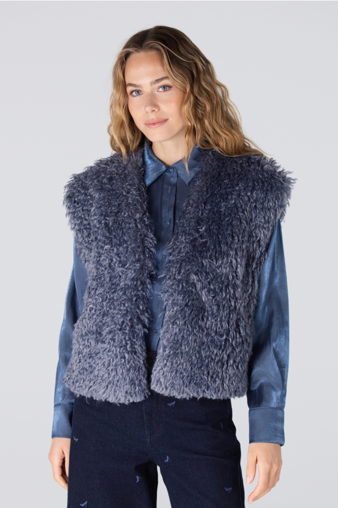 DALI W25 GILET FF 276 FAKE FUR 000761 BLUE GREY